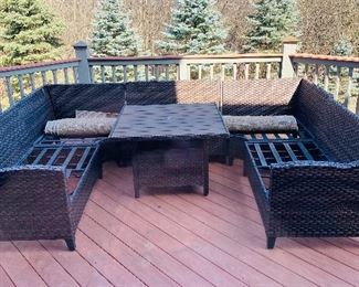 PATIO FURNITURE-SECTIONAL WITH TABLE-SOLD AS IS
