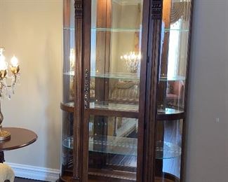 PULASKI FURNITURE WOODEN HALF MOON LIGHTED CURIO CABINET
53”W x 15”D x 82”H