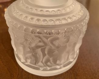Lalique glass powder jar sold
