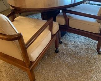 John Widdicomb Game Table With original four chairs label underneath. 48  inches. Chairs need too be reupholstered . The chairs and table are in great condition.
3000. For the set or best offer