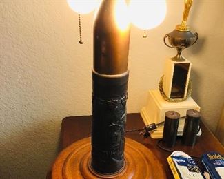 Trench art lamp - made from a shell casing