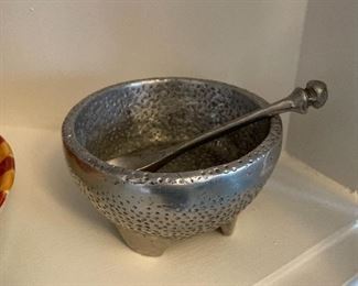 Silver pedestal bowl w/ spoon