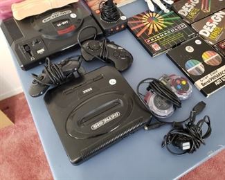 Vintage Sega Genesis game console w/ controllers