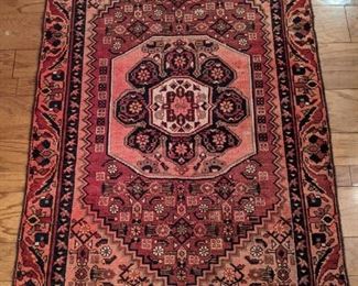 Vintage Persian Kurdish Bijar rug, hand-woven, 100% wool face, measures 3" 9" x 6' 1". 