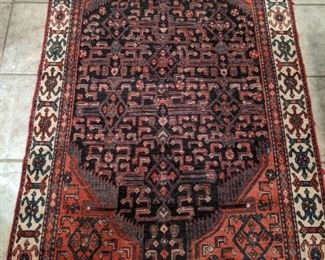 Vintage Persian Kurdish Bijar rug, hand-woven, 100% wool face, measures 4" 2" x 5' 10". 