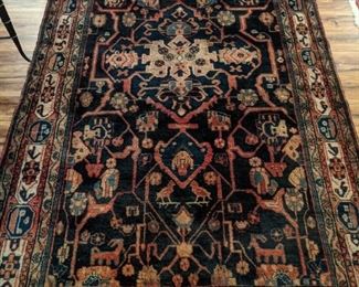 Vintage Persian Malayer Sarouk runner, hand-woven, 100% wool face, measures 4" 8" x 10' 6". 