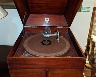 Antique mahogany gramophone, by Academy. 