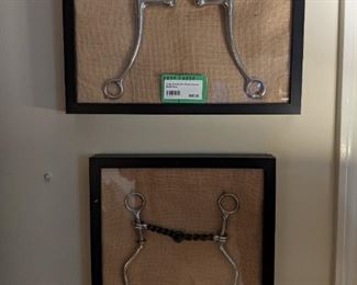 Nicely framed horse tack, in shadow box frames. 