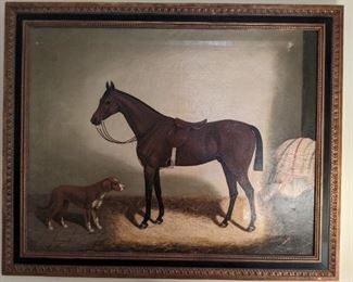One of a pair of beautiful, large English original oil paintings, artist signed, dated 1867; measures 3' 15" x 2' 9".