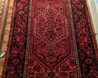 Vintage Persian Viss rug, hand-woven, 100% wool face, measures 4" 4" x 6' 3". 