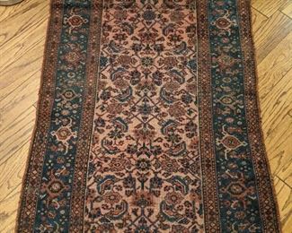 Vintage Persian Kurdish Lillihan Sarouk rug, hand-woven, 100% wool face, measures 3" 9" x 6' 6". 