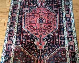 Vintage Persian Lillihan Sarouk rug, hand-woven, 100% wool face, measures 3" 2" x 5' 1". 