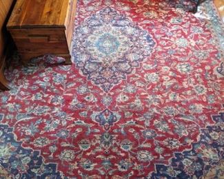 Vintage Persian Meshad rug, hand-woven, 100% wool face, measures 7" 4" x 10' 3". 