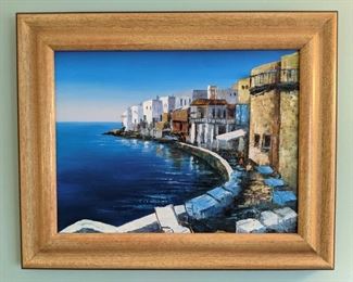 Nicely framed original oil on canvas, Greece.