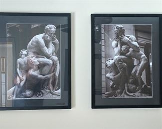 Close-up of the pair of photographs, nicely framed/matted photographs of Ugolino and His Sons , at the MET, NYC.