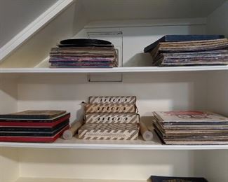 MORE vinyl albums and vintage player piano rolls,.