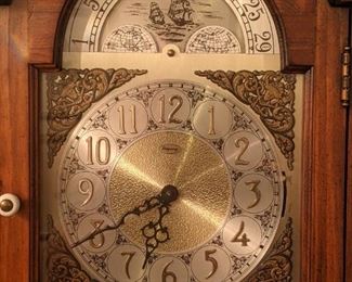 Face of 30-day Ridgeway grandfather clock.