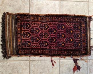 Vintage, hand-woven tribal Persian saddle bag, measures 6' 4" x 3' 2", front, next pic is the reverse side.