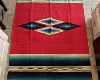 Antique, hand-woven wool Indian blanket, measures 6' 9" x 3' 6".