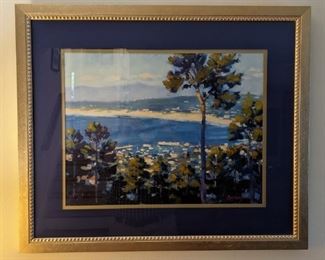 Nicely framed/matted original oil, "Carmel", by Michael Obermeyer, CA.