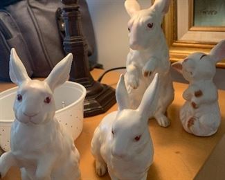Vintage Lefton Japan Ceramic Rabbit Figurines. 