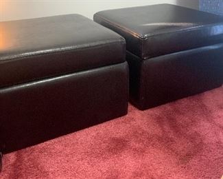 2 upholstered storage ottomans 18”x12”. Legs are inside.  