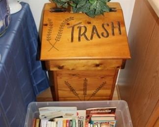 WOOD TRASH BIN, COOKBOOKS