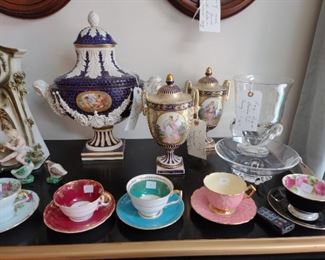 Tea cup collection and Royal Worester urns andCovered  Serves urn.