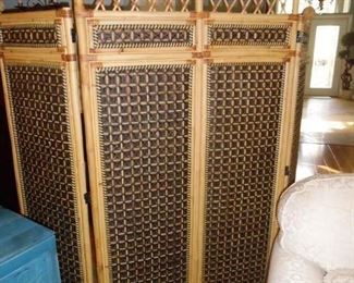 Large 4 Panel Screen, Cane & Rattan, free standing