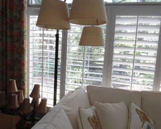 2 Floor Lamps with 3  hanging Shades