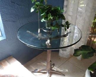 Metal Tree Branch Base & Glass side table