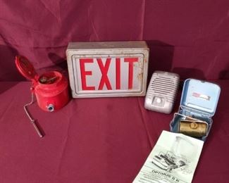 Exit Sign, Fire Call Box, Drive in Speaker, and Stove