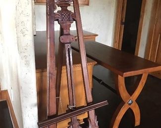 Vintage floor easel, carved wood,  pre-owned with love.  