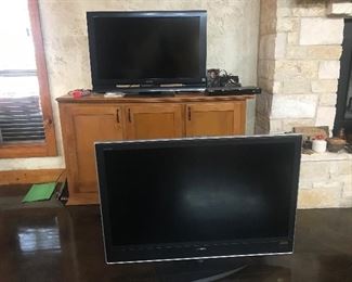 Large flat Sony tv,  and extra large Sony TV, no remotes!! Sound bar, surround sound  equipment , 