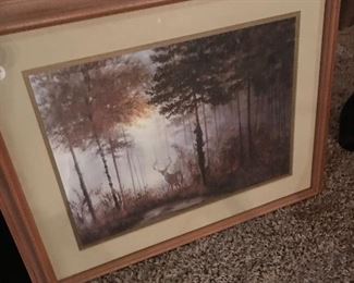 Vintage framed Stag picture