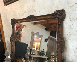 Large ornate bevel glass mirror