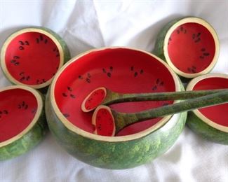 wooden salad bowls with tongs