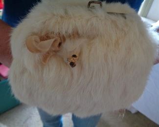 vintage Ermine hand warmer handbag with Ermine head