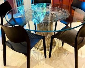 Design Within Reach Platner Dining Table Nickel and 6 Laclassica Chairs