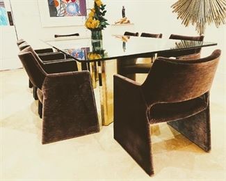 CB2 Foley Mink Chairs Set of 8 (Chairs available, table sold)