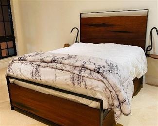 Custom made reclaimed wood and metal Queen size bed with under storage and Coolgel mattress