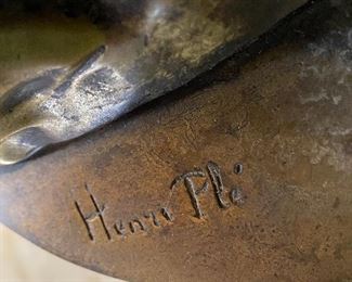 Henri Ple signed bronze Joan of Arc lamp