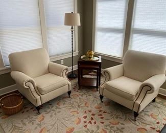 Two custom order “Brooklyn” arm chairs from Pottery barn in Like New condition