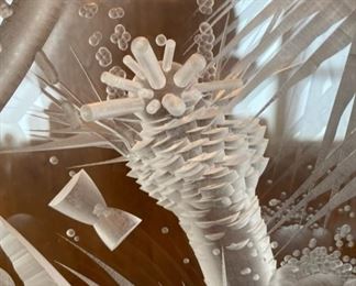 Large collection of Original Plexiglass art works by local artist Richard “Dick” T. Brewer.  Each piece is carved with a 21,000 RPM die grinder to mine abstract images, and the wall hanging pieces are finished with automobile lacquer.