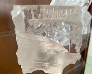 Large collection of Original Plexiglass art works by local artist Richard “Dick” T. Brewer.  Each piece is carved with a 21,000 RPM die grinder to mine abstract images, and the wall hanging pieces are finished with automobile lacquer.  The “cube” is a 2 1/2” square, and the taller piece is 7”Tx6”W