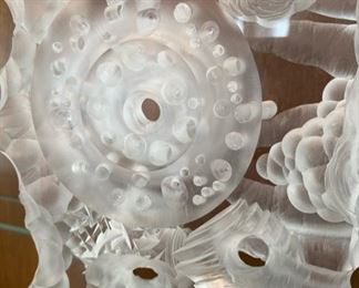 Large collection of Original Plexiglass art works by local artist Richard “Dick” T. Brewer.  Each piece is carved with a 21,000 RPM die grinder to mine abstract images, and the wall hanging pieces are finished with automobile lacquer.  The “cube” is a 2 1/2” square, and the taller piece is 7”Tx6”W