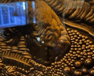 Large collection of Original Plexiglass art works by local artist Richard “Dick” T. Brewer.  Each piece is carved with a 21,000 RPM die grinder to mine abstract images, and the wall hanging pieces are finished with automobile lacquer.  This piece is 14 1/2”Wx18 1/2”T