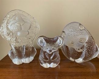 Royal Krona Happy Lion, Mats Jonasson Panda Bear with a Kosta Boda Koala 