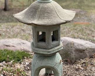 Beautiful 40” tall vintage three piece concrete garden Pagoda 
