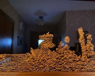 Large collection of Original Plexiglass art works by local artist Richard “Dick” T. Brewer.  Each piece is carved with a 21,000 RPM die grinder to mine abstract images, and the wall hanging pieces are finished with automobile lacquer.  This piece is 33 1/2”Wx10 1/2”T